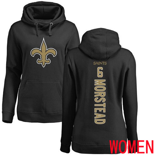 New Orleans Saints Black Women Thomas Morstead Backer NFL Football #6 Pullover Hoodie Sweatshirts